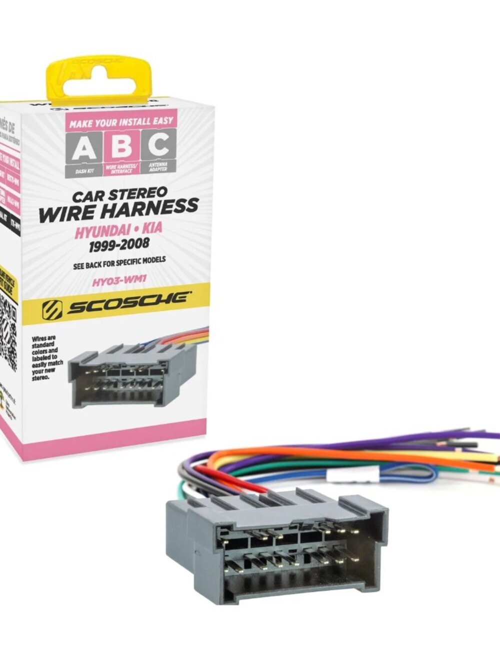Scosche Wiring Harness Compatible with Select 1999-2008 Hyundai and Kia Vehicles